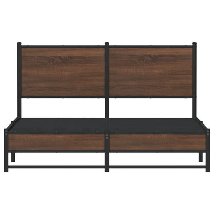 Metallbett ohne Matratze Braun Eichen-Optik 140x200 cm