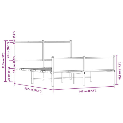 Metallbett ohne Matratze Eichen-Optik 140x200 cm