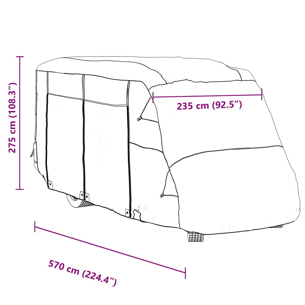 Schutzhülle für Wohnmobil Grau 570x235x275 cm Vliesstoff