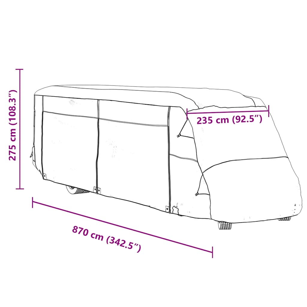 Schutzhülle für Wohnmobil Grau 870x235x275 cm Vliesstoff