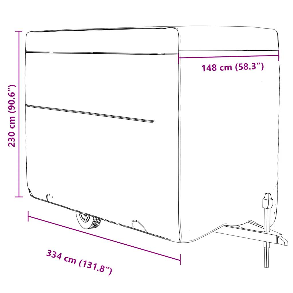Schutzhülle für Pferdeanhänger Grau 334x148x230 cm Vliesstoff
