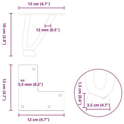 Haarnadelbeine für Couchtisch 4 Stk. Schwarz 10 cm Massivstahl