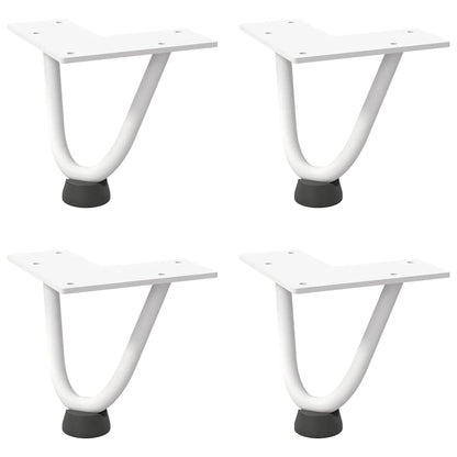 Haarnadelbeine für Couchtisch 4 Stk. Weiß 10 cm Massivstahl