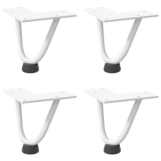 Haarnadelbeine für Couchtisch 4 Stk. Weiß 10 cm Massivstahl