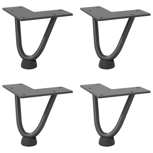 Haarnadelbeine für Couchtisch 4 Stk. Anthrazit 10 cm Massivstahl