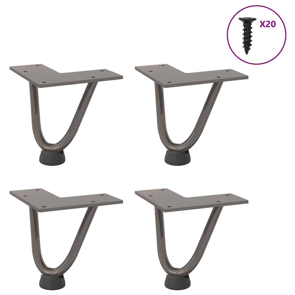 Haarnadelbeine für Couchtisch 4 Stk. Naturstahl 10 cm Massivstahl