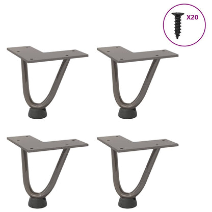 Haarnadelbeine für Couchtisch 4 Stk. Naturstahl 10 cm Massivstahl