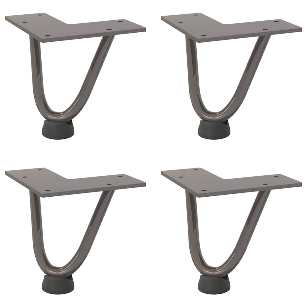 Haarnadelbeine für Couchtisch 4 Stk. Naturstahl 10 cm Massivstahl