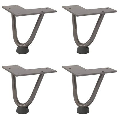 Haarnadelbeine für Couchtisch 4 Stk. Naturstahl 10 cm Massivstahl