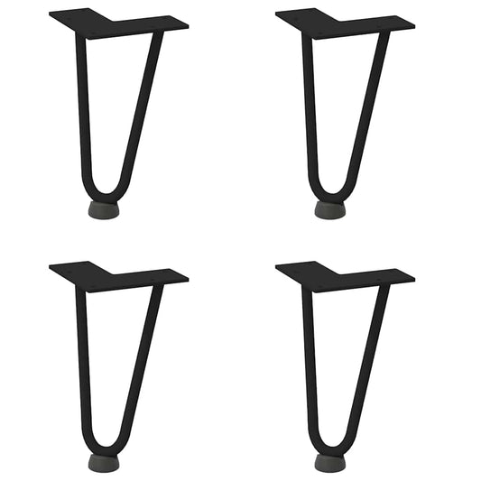 Haarnadelbeine für Couchtisch 4 Stk. Schwarz 20 cm Massivstahl