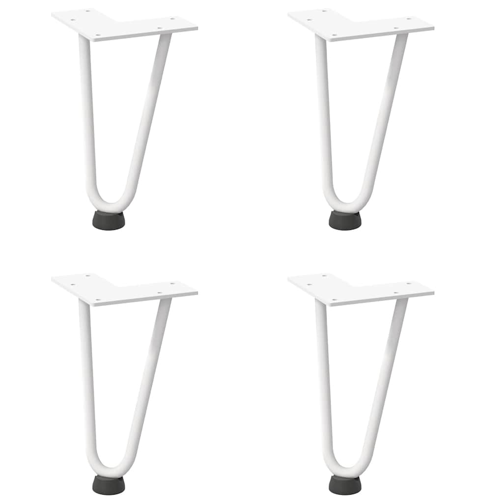 Haarnadelbeine für Couchtisch 4 Stk. Weiß 20 cm Massivstahl
