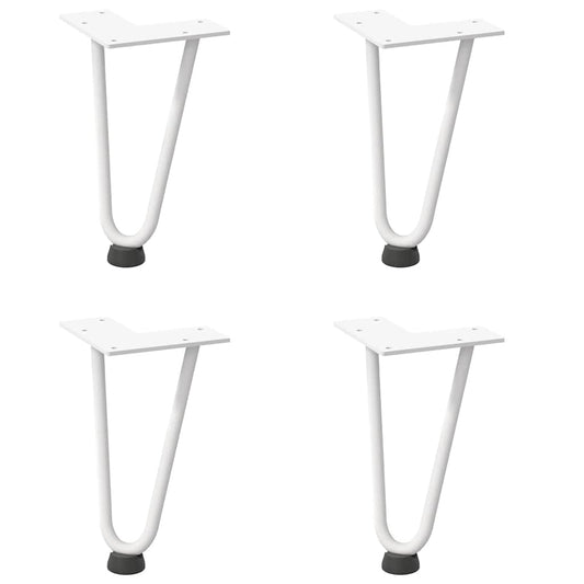 Haarnadelbeine für Couchtisch 4 Stk. Weiß 20 cm Massivstahl