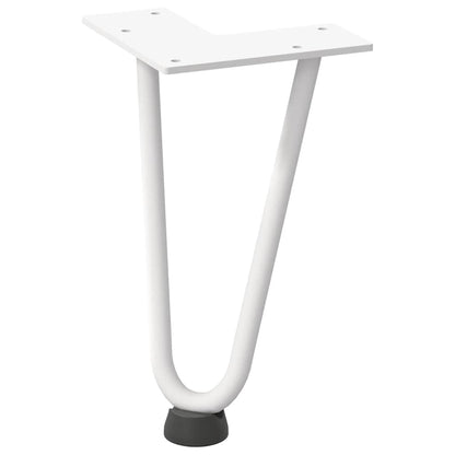 Haarnadelbeine für Couchtisch 4 Stk. Weiß 20 cm Massivstahl