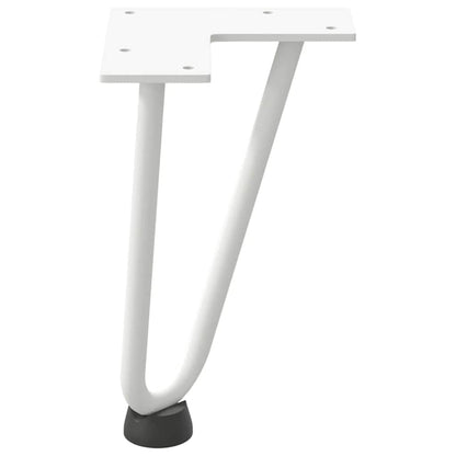Haarnadelbeine für Couchtisch 4 Stk. Weiß 20 cm Massivstahl