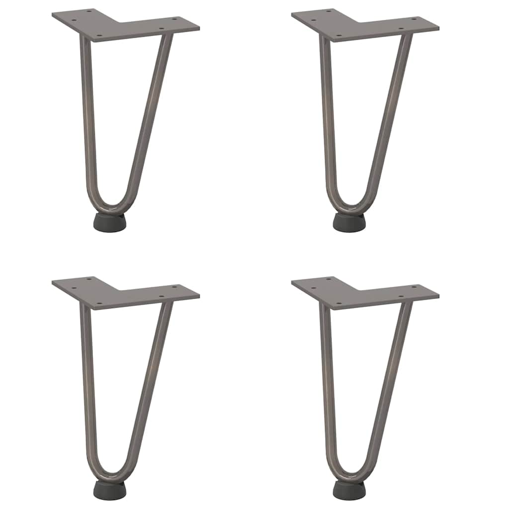 Haarnadelbeine für Couchtisch 4 Stk. Naturstahl 20 cm Massivstahl