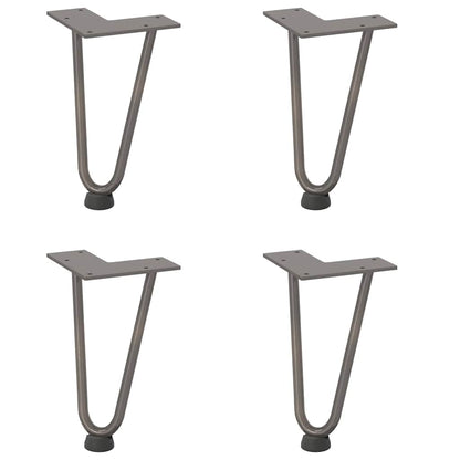 Haarnadelbeine für Couchtisch 4 Stk. Naturstahl 20 cm Massivstahl