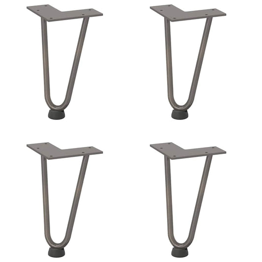 Haarnadelbeine für Couchtisch 4 Stk. Naturstahl 20 cm Massivstahl
