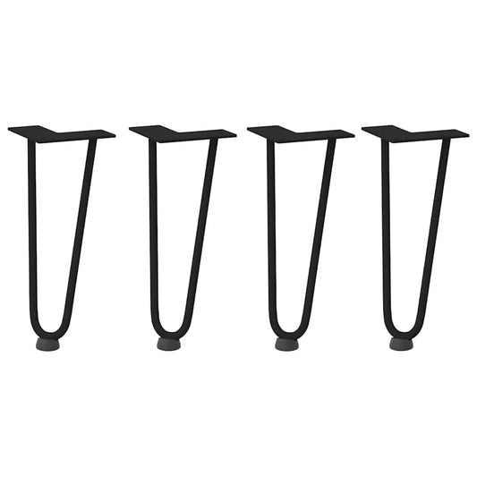 Haarnadelbeine für Couchtisch 4 Stk. Schwarz 30 cm Massivstahl