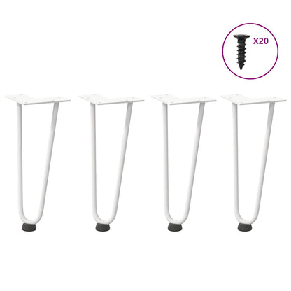 Haarnadelbeine für Couchtisch 4 Stk. Weiß 30 cm Massivstahl