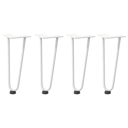 Haarnadelbeine für Couchtisch 4 Stk. Weiß 30 cm Massivstahl