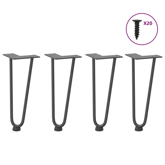 Haarnadelbeine für Couchtisch 4 Stk. Anthrazit 30 cm Massivstahl