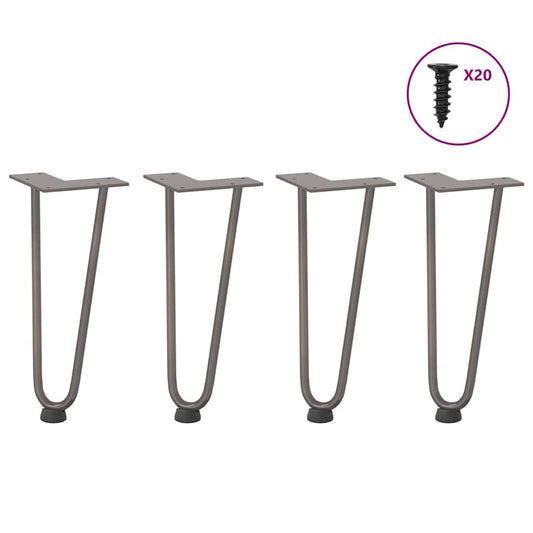 Haarnadelbeine für Couchtisch 4 Stk. Naturstahl 30 cm Massivstahl