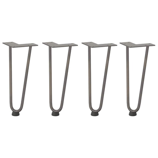 Haarnadelbeine für Couchtisch 4 Stk. Naturstahl 30 cm Massivstahl