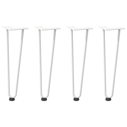 Haarnadelbeine für Couchtisch 4 Stk. Weiß 42 cm Massivstahl