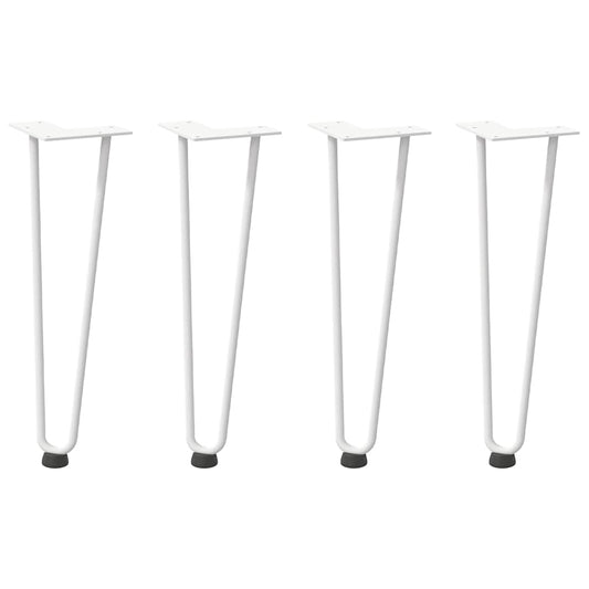 Haarnadelbeine für Couchtisch 4 Stk. Weiß 42 cm Massivstahl
