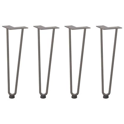 Haarnadelbeine für Couchtisch 4 Stk. Naturstahl 42 cm Massivstahl