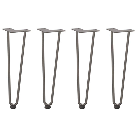 Haarnadelbeine für Couchtisch 4 Stk. Naturstahl 42 cm Massivstahl