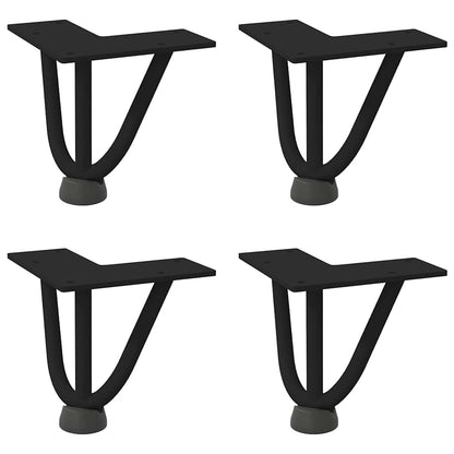Haarnadelbeine für Couchtisch 4 Stk. Schwarz 10 cm Massivstahl