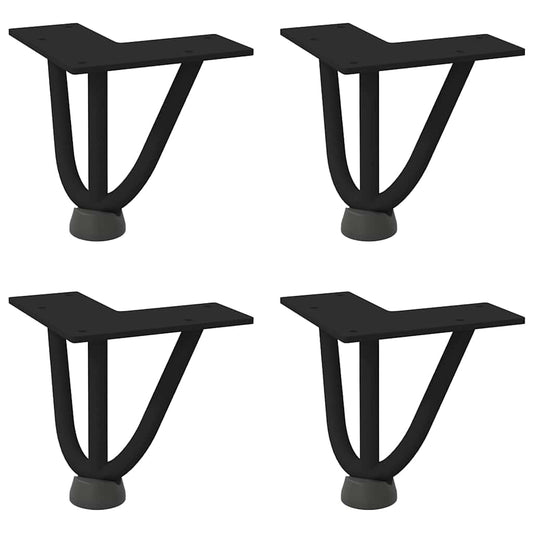 Haarnadelbeine für Couchtisch 4 Stk. Schwarz 10 cm Massivstahl