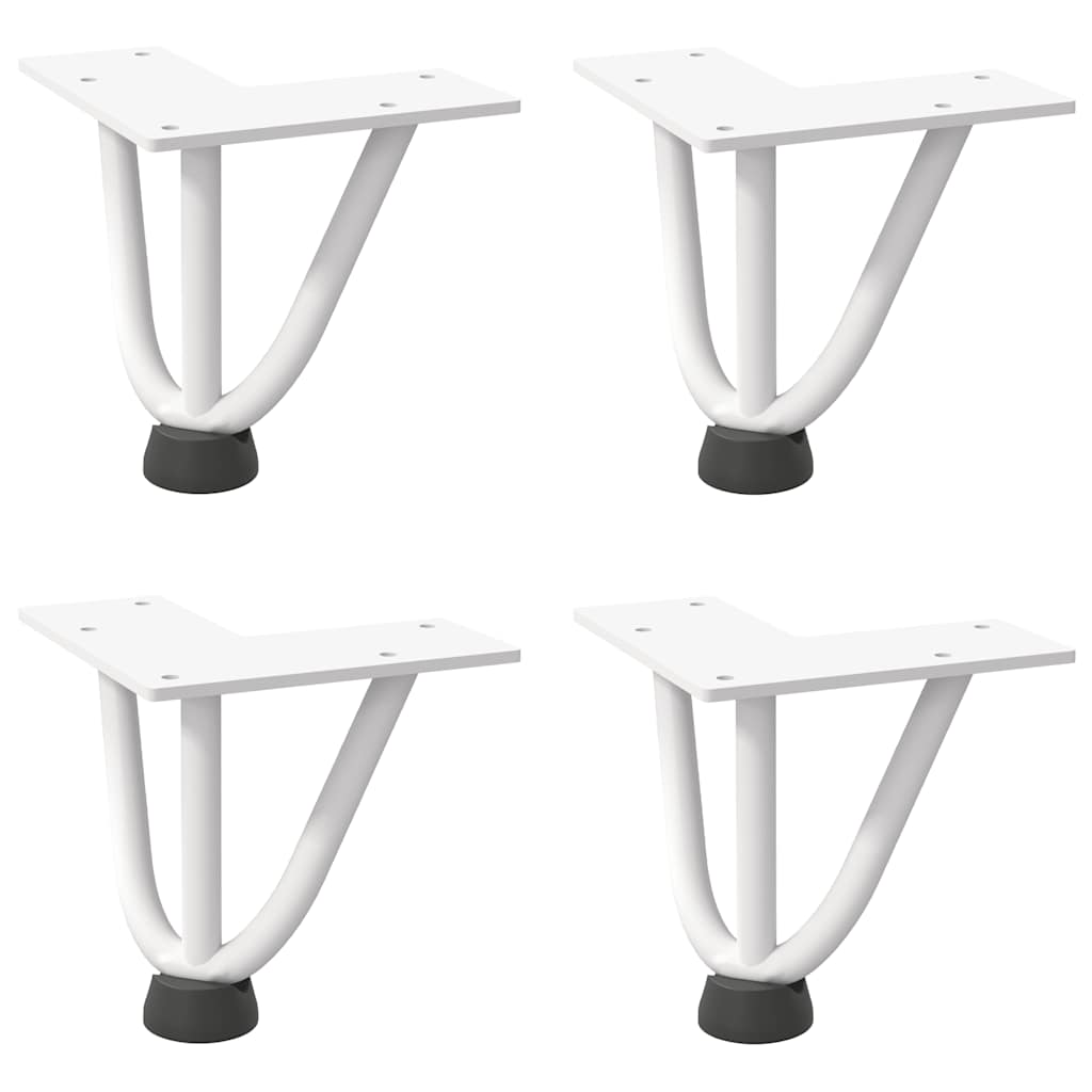 Haarnadelbeine für Couchtisch 4 Stk. Weiß 10 cm Massivstahl