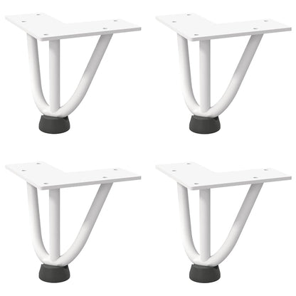 Haarnadelbeine für Couchtisch 4 Stk. Weiß 10 cm Massivstahl