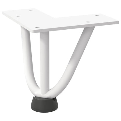 Haarnadelbeine für Couchtisch 4 Stk. Weiß 10 cm Massivstahl