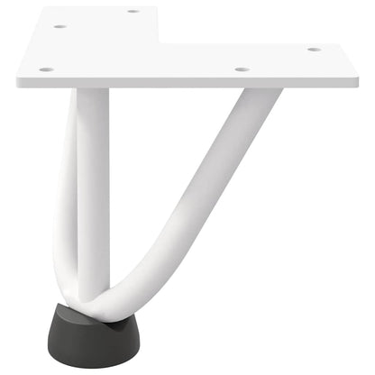 Haarnadelbeine für Couchtisch 4 Stk. Weiß 10 cm Massivstahl