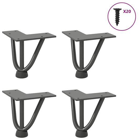 Haarnadelbeine für Couchtisch 4 Stk. Anthrazit 10 cm Massivstahl