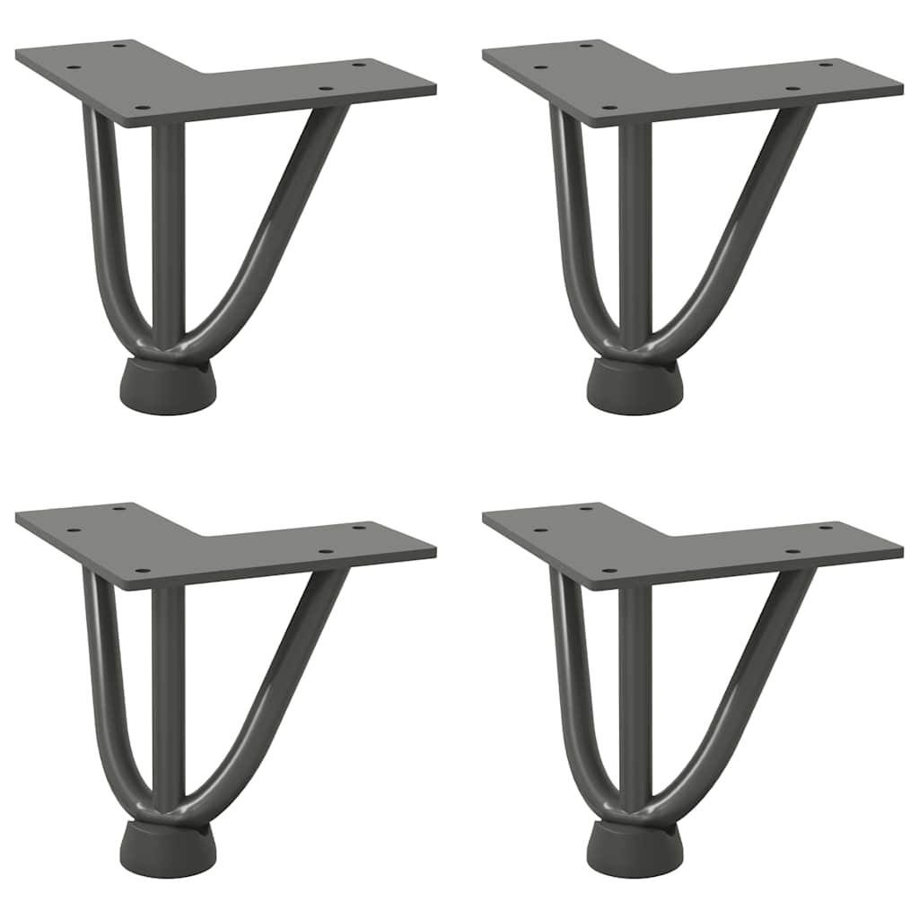 Haarnadelbeine für Couchtisch 4 Stk. Anthrazit 10 cm Massivstahl