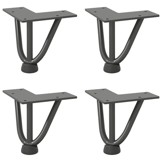 Haarnadelbeine für Couchtisch 4 Stk. Anthrazit 10 cm Massivstahl