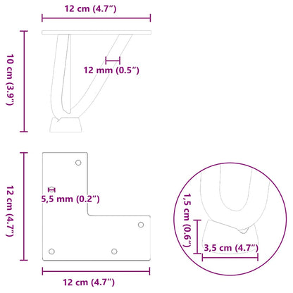 Haarnadelbeine für Couchtisch 4 Stk. Anthrazit 10 cm Massivstahl