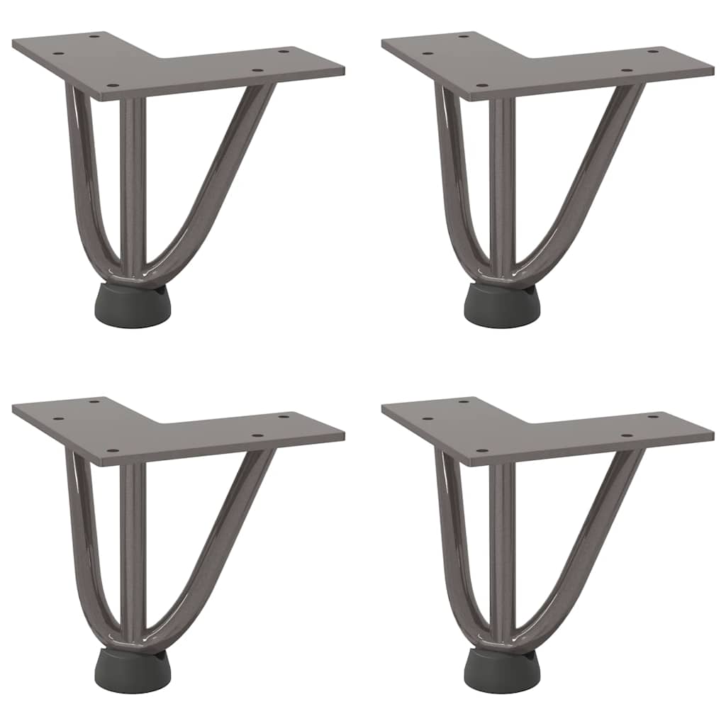 Haarnadelbeine für Couchtisch 4 Stk. Naturstahl 10 cm Massivstahl
