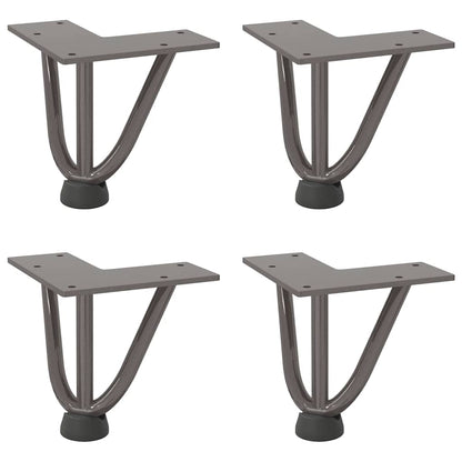 Haarnadelbeine für Couchtisch 4 Stk. Naturstahl 10 cm Massivstahl