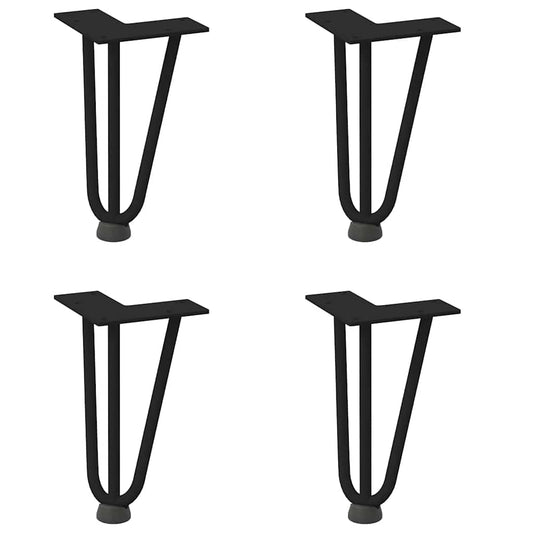 Haarnadelbeine für Couchtisch 4 Stk. Schwarz 20 cm Massivstahl