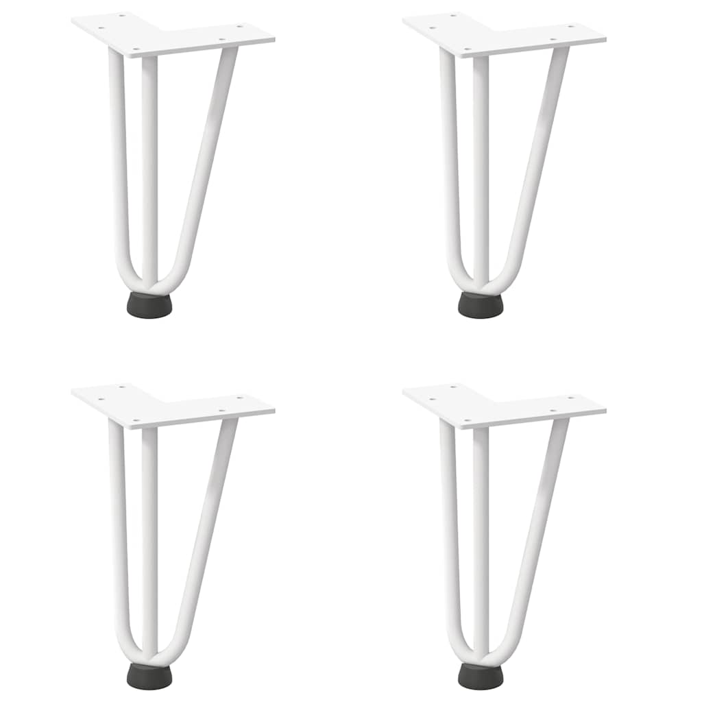 Haarnadelbeine für Couchtisch 4 Stk. Weiß 20 cm Massivstahl
