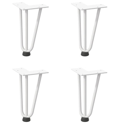 Haarnadelbeine für Couchtisch 4 Stk. Weiß 20 cm Massivstahl