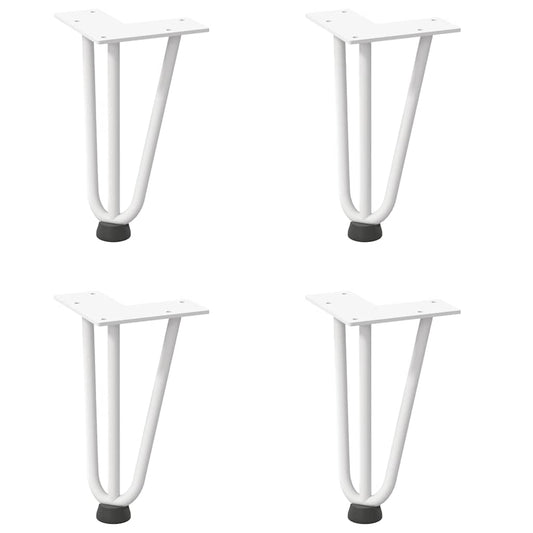 Haarnadelbeine für Couchtisch 4 Stk. Weiß 20 cm Massivstahl