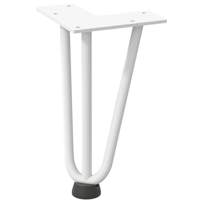 Haarnadelbeine für Couchtisch 4 Stk. Weiß 20 cm Massivstahl