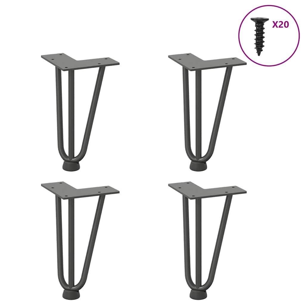 Haarnadelbeine für Couchtisch 4 Stk. Anthrazit 20 cm Massivstahl