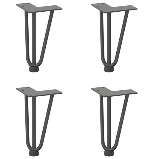 Haarnadelbeine für Couchtisch 4 Stk. Anthrazit 20 cm Massivstahl